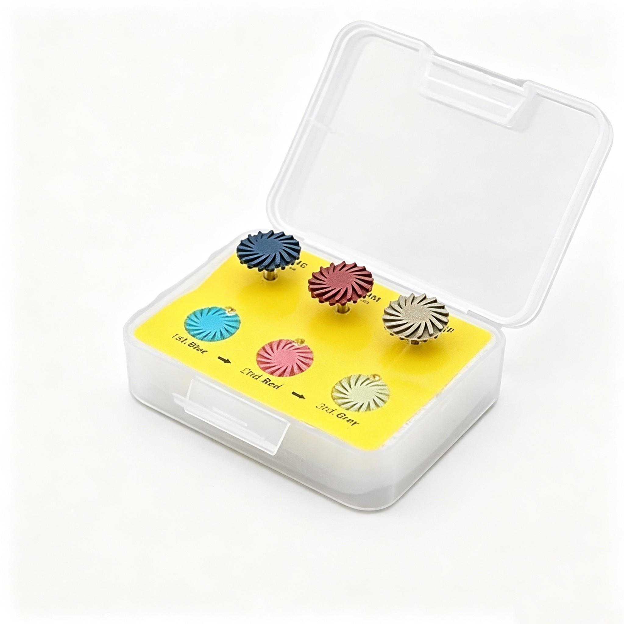 6Pcs Dental Composite Polishing Kit Rubber Silicone Wheels Spiral Brushes for Resin Ceramic Zirconia Restoration